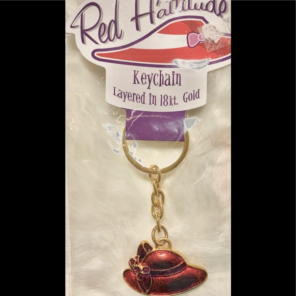 New Red Hatter’s Key Chain. Layered in 18kt Gold - Picture 1 of 2